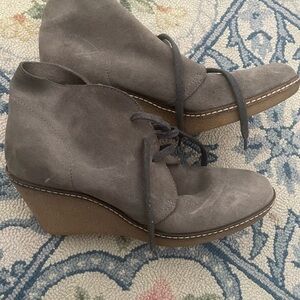 J. Crew Gray Suede Espadrille Wedge Lace-Up Ankle Shoes
